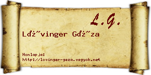 Lővinger Géza névjegykártya